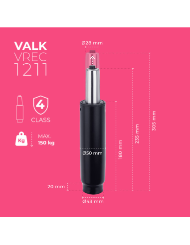 VALK Recambios - Pistón de gas 235-305mm Clase...