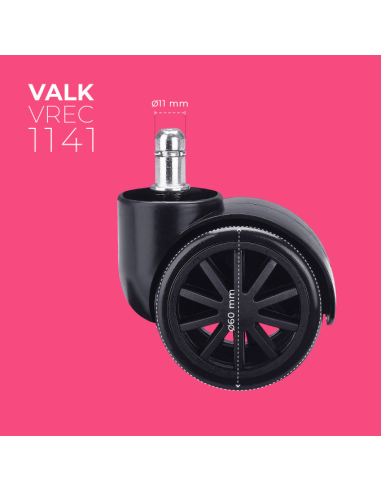 VALK Set 5 ruedas de recambio para sillas gaming de 60mm diámetro