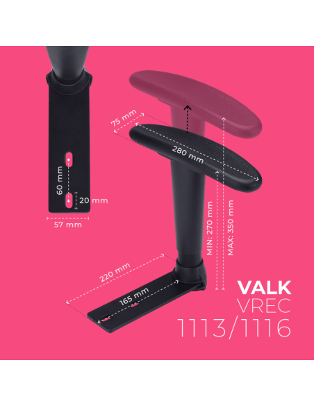 VALK Ersatzteile - 2D Armlehne für Gaming-Stuhl - 2 Löcher Verankerung