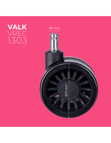 VALK Set 5 ruedas PRO para sillas gaming. Universales. Diámetro 75mm