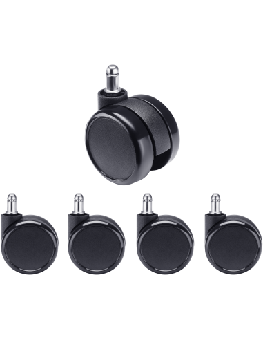Set of 5 chair caster wheels - 75mm diameter...