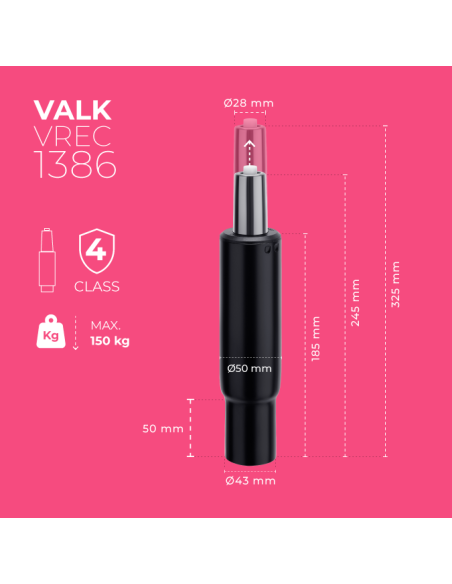 Gasdruckfeder fur Stuhl - 245-325mm - Konus 50mm (FREYA ELITE)