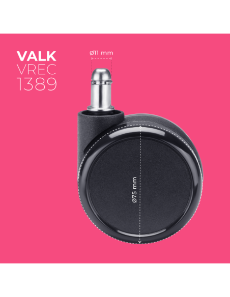 Set of 5 chair caster wheels - 75mm diameter (FREYA ELITE)