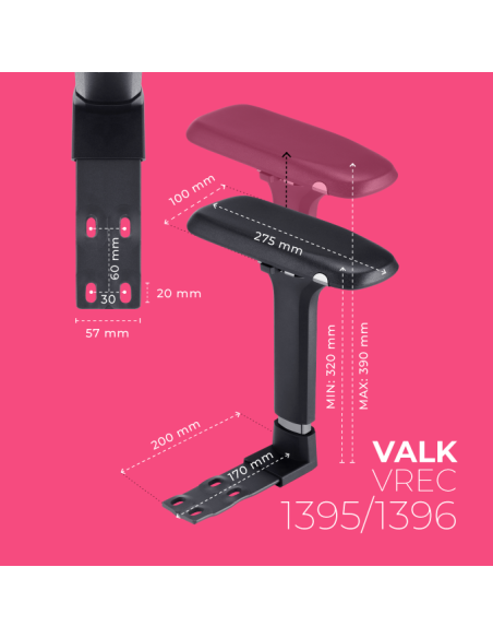 Metal 4D armrests for chair - magnetic cover - 4-hole mount (FREYA ELITE)