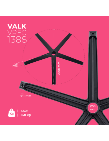 Aluminium chair base - black - 70cm diameter -...