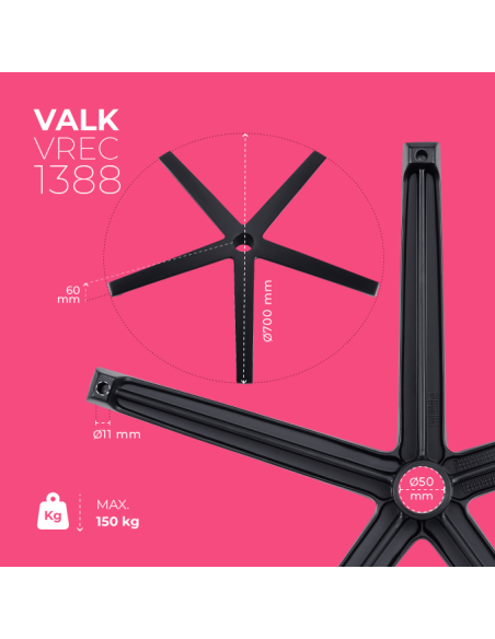 Aluminium-Stuhlkreuz - schwarz - 70 cm Durchmesser - bis 150 kg (FREYA ELITE)