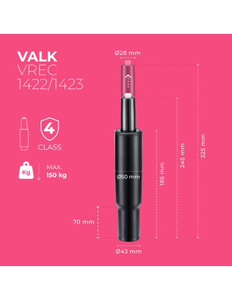 Gasdruckfeder fur Stuhl - 245-325mm - Konus 70mm (MYLA)