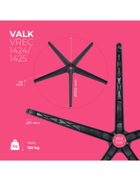 Aluminium chair base - 65cm diameter - up to 150kg (MYLA)