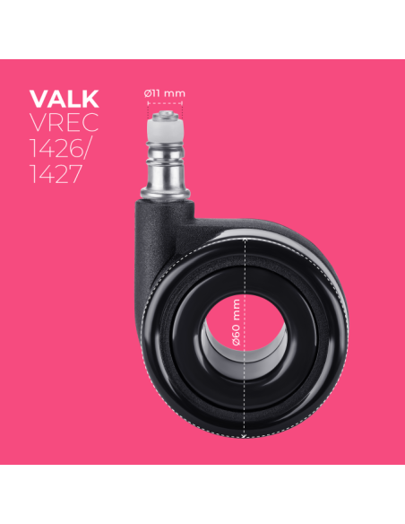 Set mit 5 Premium-Stuhlrollen im Hohl-Design - 60 mm Durchmesser (MYLA)