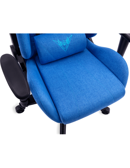 Chaise Gaming Tissu VALK Nyx bleu détail du siège Chaise Gaming Tissu VALK Nyx bleu détail du siège