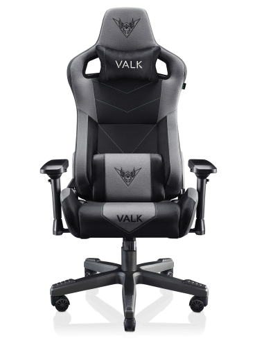 Chaise gaming en tissu VALK GAIA gris et noir. Créé par et pour