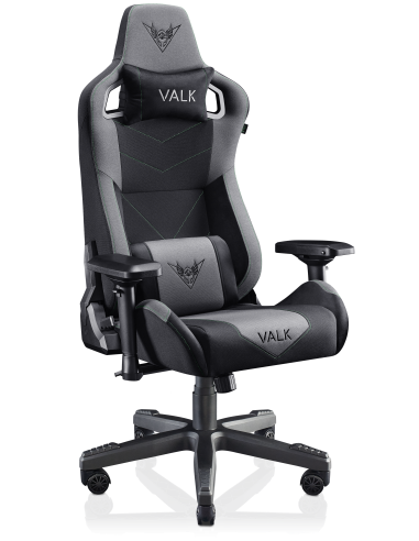 Chaise gaming en tissu VALK GAIA gris et noir. Créé par et pour