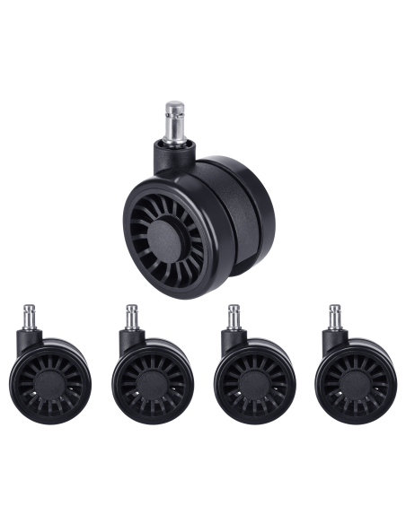 Set of 5 chair caster wheels - 75mm diameter (NOMA)